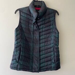 Talbots Women’s Navy & Green Plaid Down Puffer Vest Size S